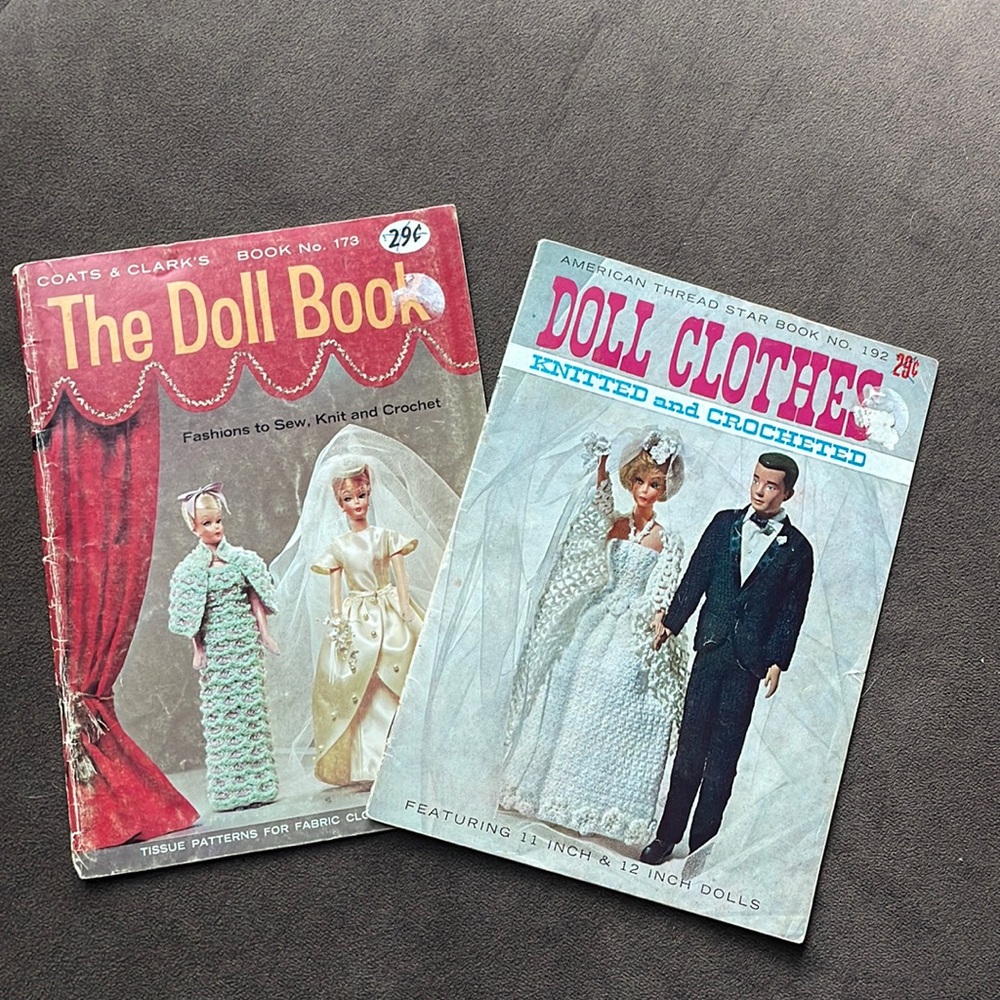 Vintage Barbie Doll Knit Crochet Sew Clothing Books 11 12 inch